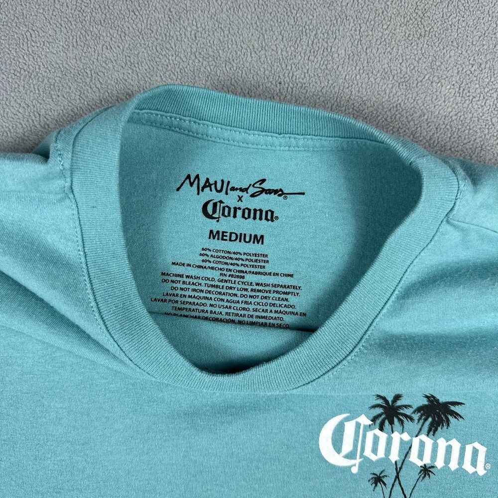Corona Maui & Sons Corona Shirt Mens M Turquoise Blue SS Beach Tee Graphic - Picture 3 of 7